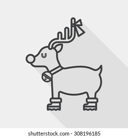 Reindeer flat icon with long shadow, eps10, line icon