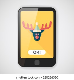 Reindeer flat icon with long shadow, eps10