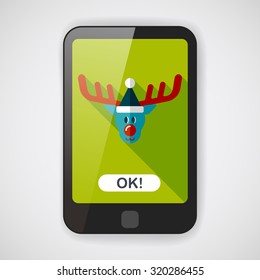 Reindeer flat icon with long shadow, eps10