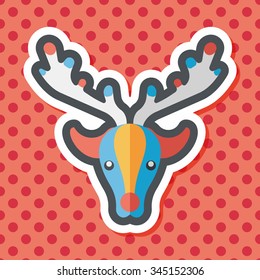Reindeer flat icon with long shadow, eps10