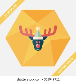 Reindeer flat icon with long shadow, eps10