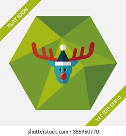 Reindeer flat icon with long shadow, eps10