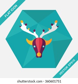 Reindeer flat icon with long shadow, eps10