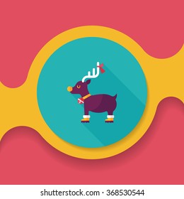 Reindeer flat icon with long shadow, eps10