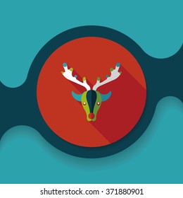 Reindeer flat icon with long shadow, eps10