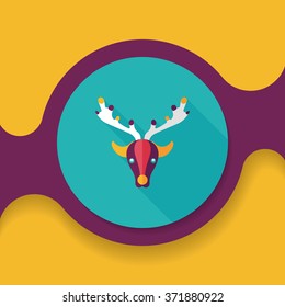 Reindeer flat icon with long shadow, eps10