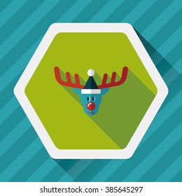 Reindeer flat icon with long shadow, eps10