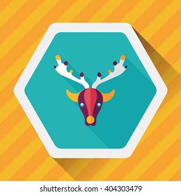 Reindeer flat icon with long shadow, eps10