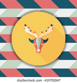 Reindeer flat icon with long shadow, eps10