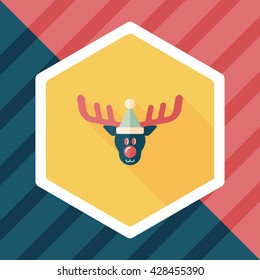 Reindeer flat icon with long shadow, eps10