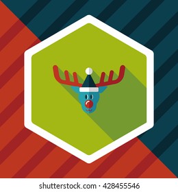 Reindeer flat icon with long shadow, eps10