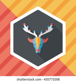 Reindeer flat icon with long shadow, eps10