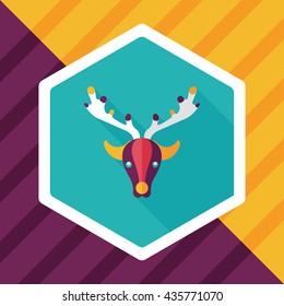 Reindeer flat icon with long shadow, eps10