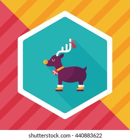 Reindeer flat icon with long shadow, eps10