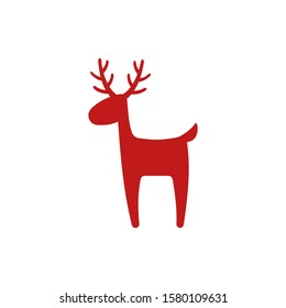 Reindeer - flat vector illustration. Christmas deer. Cute reindeer icon isolated on white background.