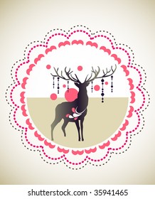 reindeer with floral frame