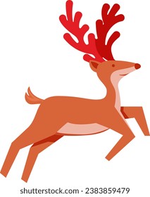 reindeer Flying with Christmas Icon Illustrator