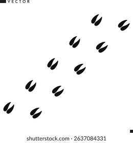 Reindeer footprint silhouette. Deer paw print vector 