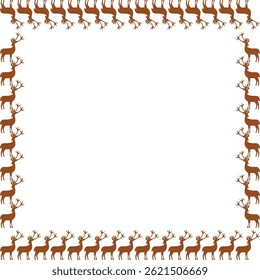 Reindeer frame. Christmas decor template for your text. Hand drawn vector illustration