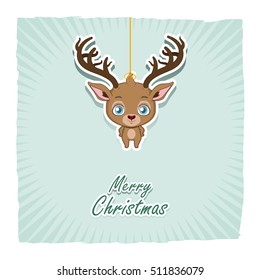 Reindeer garland greeting for Christmas