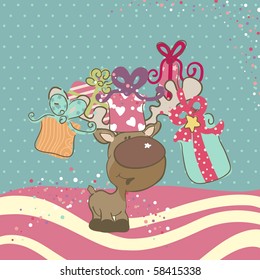 reindeer with gifts
