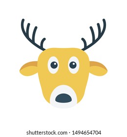 reindeer glyph flat vector icon