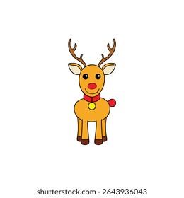 a reindeer with golden antlers and red bell collar