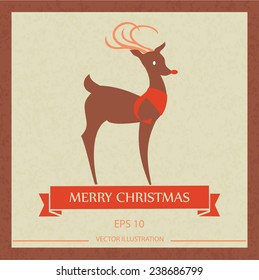 Reindeer greeting card. vector illustration