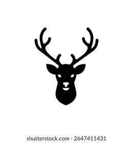 Reindeer Head with Antlers for Christmas and Holiday Symbol