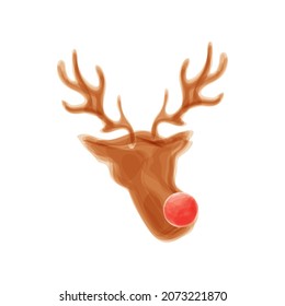 reindeer head cartoon flat icon