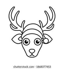 Reindeer Head Christmas Icon Vector Illustration.