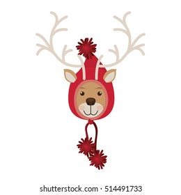reindeer head with christmas woolen hat shape hood