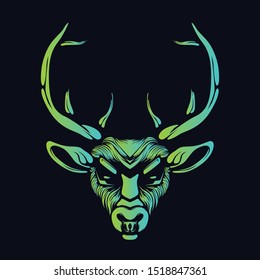 reindeer head decorative face ethnic artwork illustration