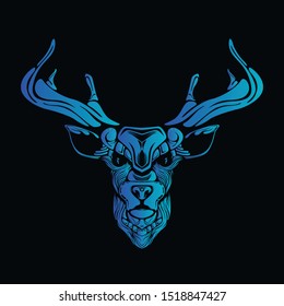 reindeer head decorative face ethnic artwork illustration