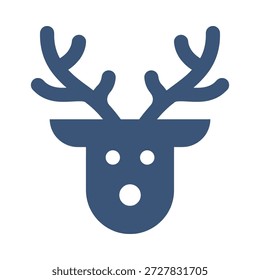 Rentierkopf Symbol blau flach Vektor Design Hirsch Geweih Symbol Weihnachten Tier Natur wild grafische Element Zeichen
