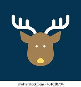 Reindeer head icon for winter/ christmas. Flat icon.