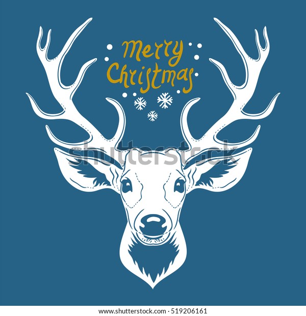 Reindeer Head Isolated On Blue Background Stock Vector (Royalty Free ...