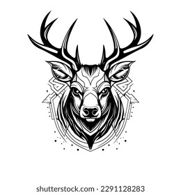 Reindeer head isolated on white background. Deer head. vector illustration.