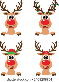 Reindeer Head Isolated on White Background