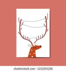 Reindeer head with lines around horn vector