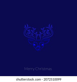 reindeer head mascot merry christmas logo illustration