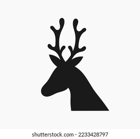 Reindeer head shape icon isolated on white background. Vector illustration.