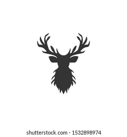 Reindeer head silhouette vector on a white background