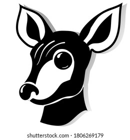 Reindeer head solid icon isolated on white background. Winter holliday collection of simbols. New years signs for web and app design. Vector illustration.