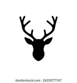 Reindeer Head with Symmetrical Antlers, Christmas Icon