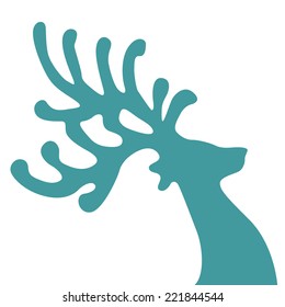 reindeer head turquoise isolated background