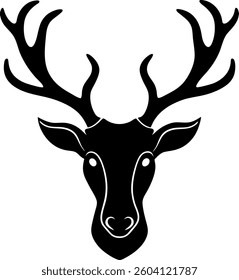 Reindeer head vector, Deer head vector isolated, Hunting logo, Reindeer head isolated illustration, Wild animal