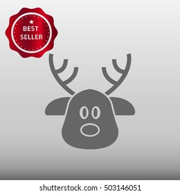 Reindeer Head Vector Icon Illustration