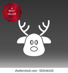 Reindeer Head Vector Icon Illustration