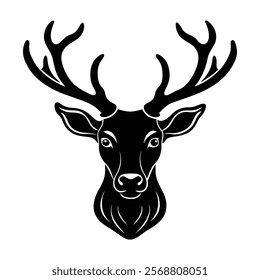 Reindeer head vector silhouette art illustration